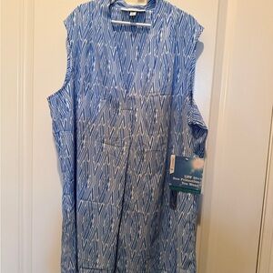 Coolibar Blue and White Blouse UPF 50+ Sun Protection